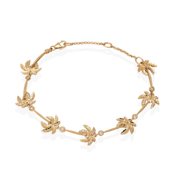 Verstellbares Paradise Palms - Palm Tree Armband in Gold mit Diamanten - Größe 6,5-8"