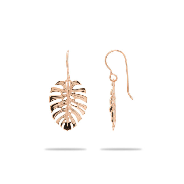 Monstera Earrings in Rose Gold - 23mm - Maui Divers Jewelry