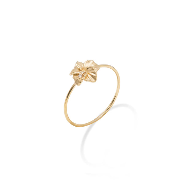Hawaiian Gardens Hibiscus Ring in Gold with Diamonds - 8mm - Maui Divers Jewelry 