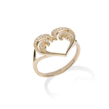 Nalu Heart Ring in Gold with Diamonds - 14mm - Maui Divers Jewelry