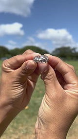 Hawaiian Heirloom Plumeria Ring in White Gold with Diamonds - 11mm
