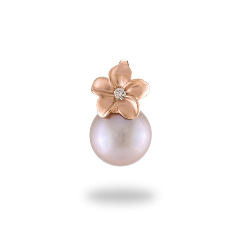 Plumeria Lavender Freshwater Pearl Pendant in Rose Gold with Diamond ...