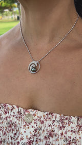 Nalu Tahitian Black Pearl Pendant in White Gold with Diamonds - 24mm