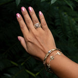 Adjustable Paradise Palms Bracelet in Gold with Diamonds - Size 6.5-8" on Model