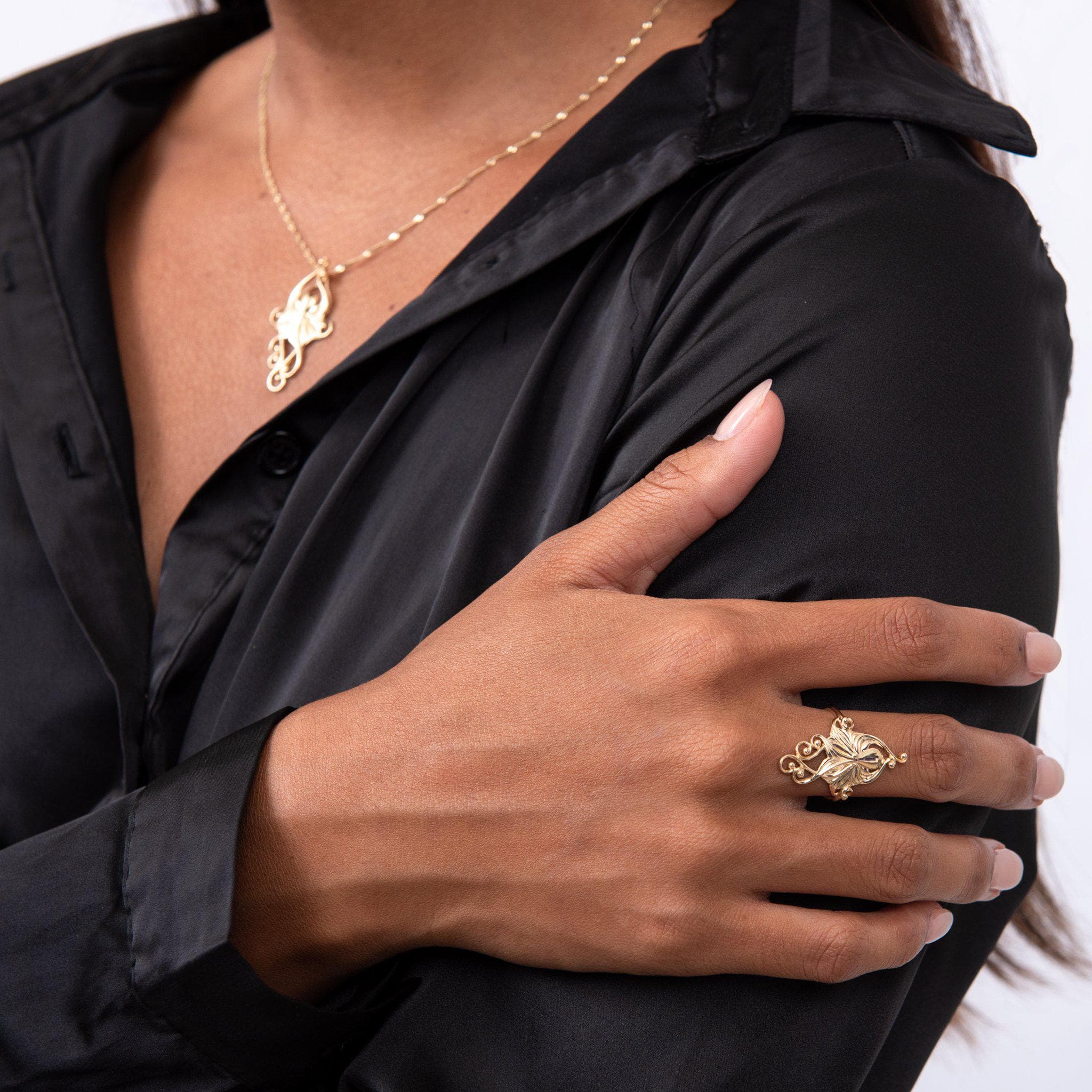 Living Heirloom Octopus Ring in Gold - 28mm-Maui Divers Jewelry