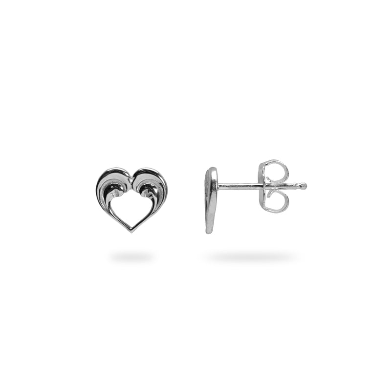 Nalu Heart Earrings in Sterling Silver - 8mm - Maui Divers Jewelry