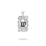 Special Order Hawaiian Heirloom Initial Pendant in White Gold - 014-03615-W-14W