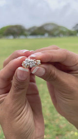 video of a woman's hand wearing a Plumeria Ring in Two Tone Gold with Diamonds - 10mm-Maui Divers Jewelry