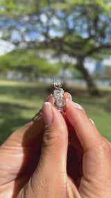 Video of a woman's hand wearing a Hawaiian Heirloom Engagement Ring in White Gold with Diamonds - Maui Divers Jewelry