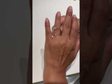 video of a woman's hand with a Plumeria Ring in Two Tone Gold with Diamonds on it-Maui Divers Jewelry