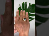 Video of a woman's ahnd wearing a Tahitian Pearl Ring with Diamonds in the 14K Yellow Gold-Maui Divers Jewelry