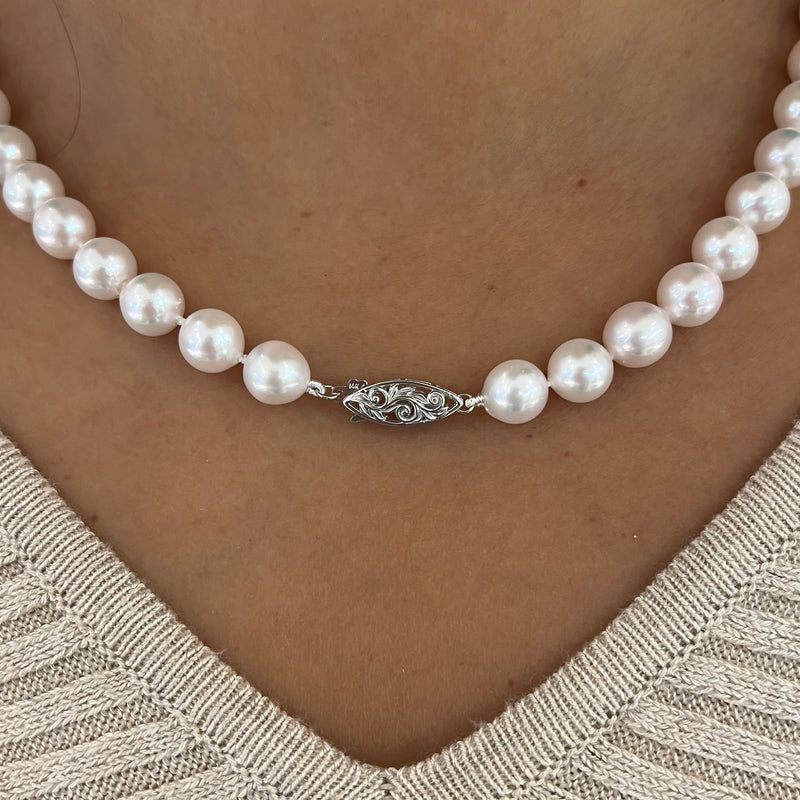 Double Strand Akoya Pearl Necklace 5-5.5mm With 14K White Gold