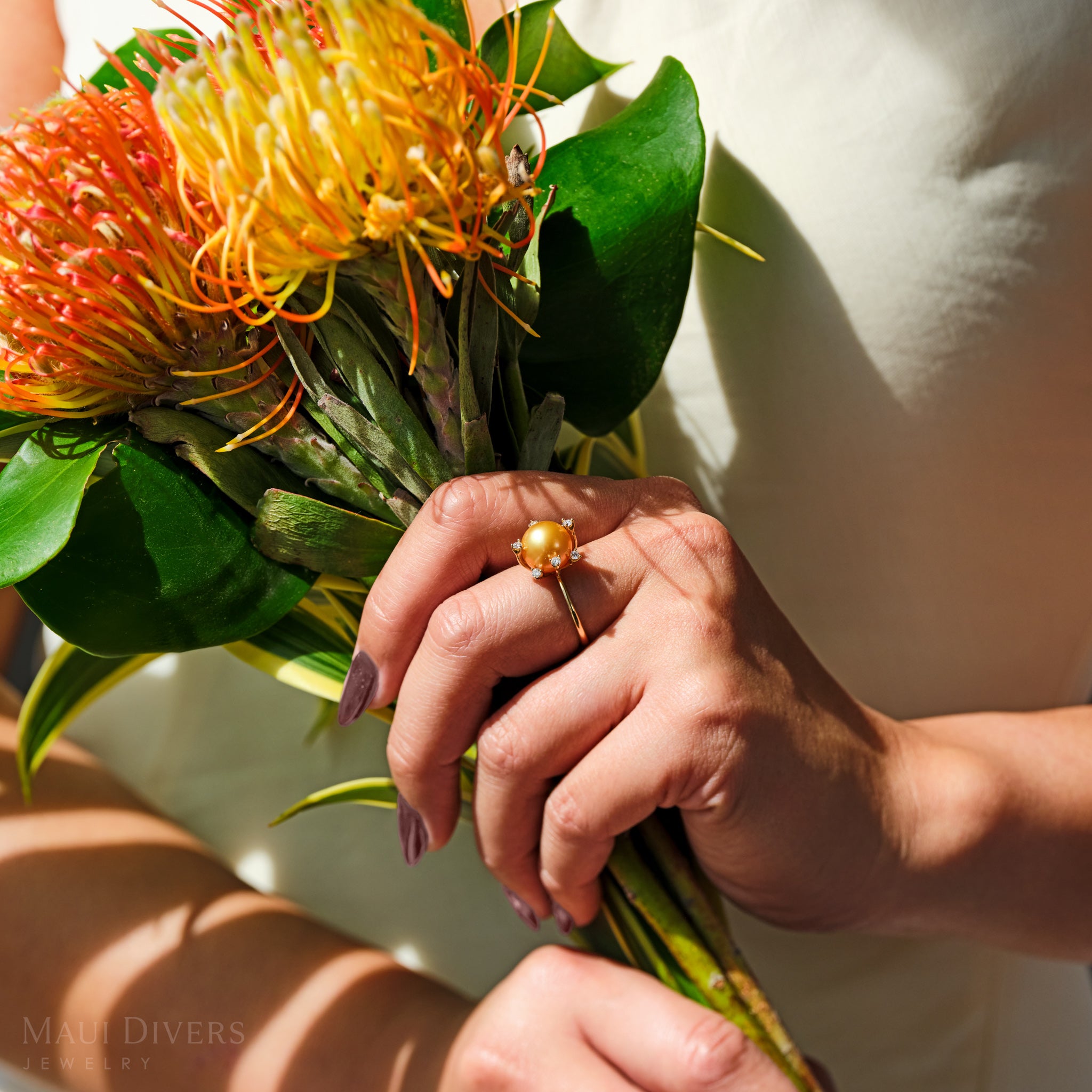 プロテア 南洋真珠 ダイヤモンド ゴールド・リング - 10-11mm