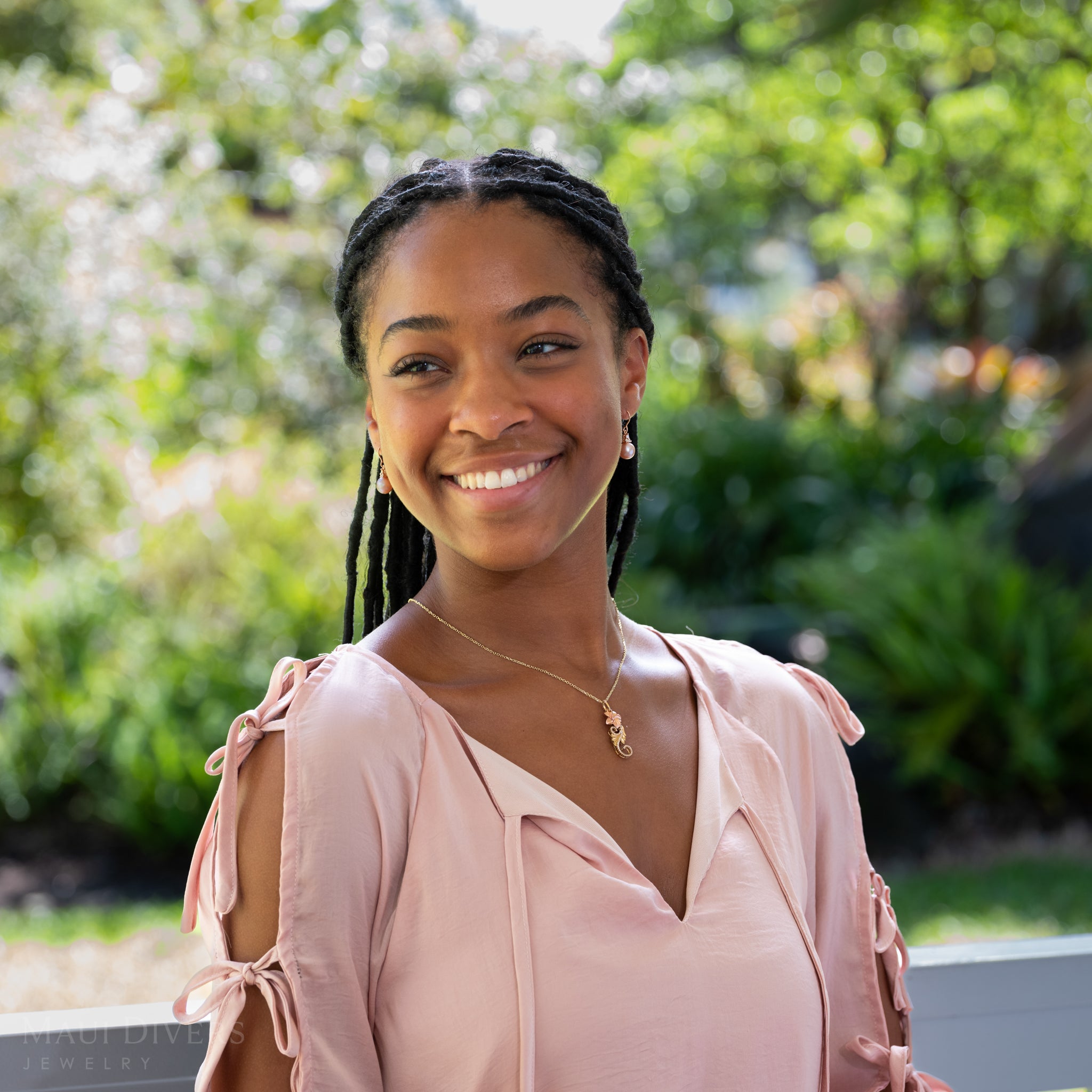 ハワイアン・エアルームプルメリア ペンダント ダイヤモンド ツートーンゴールド 30mm