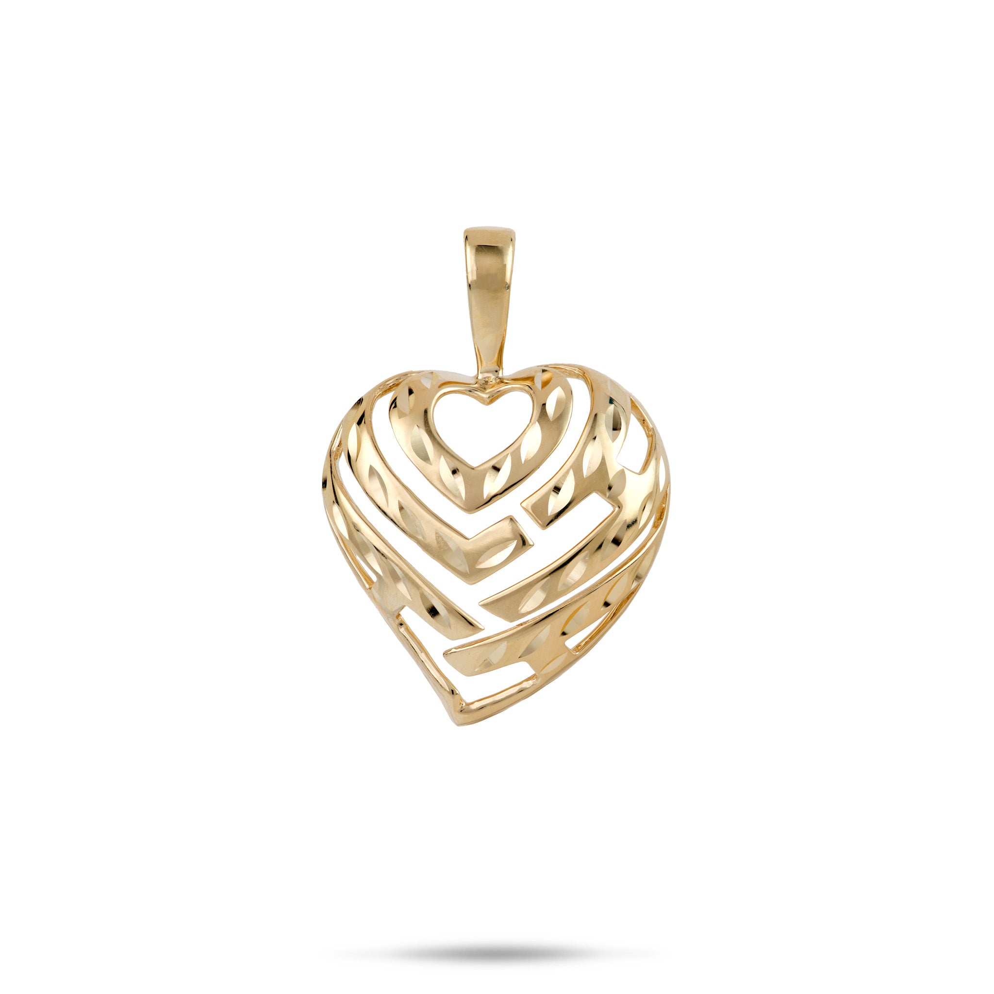 18mm Aloha Heart Pendant in 14k Yellow Gold