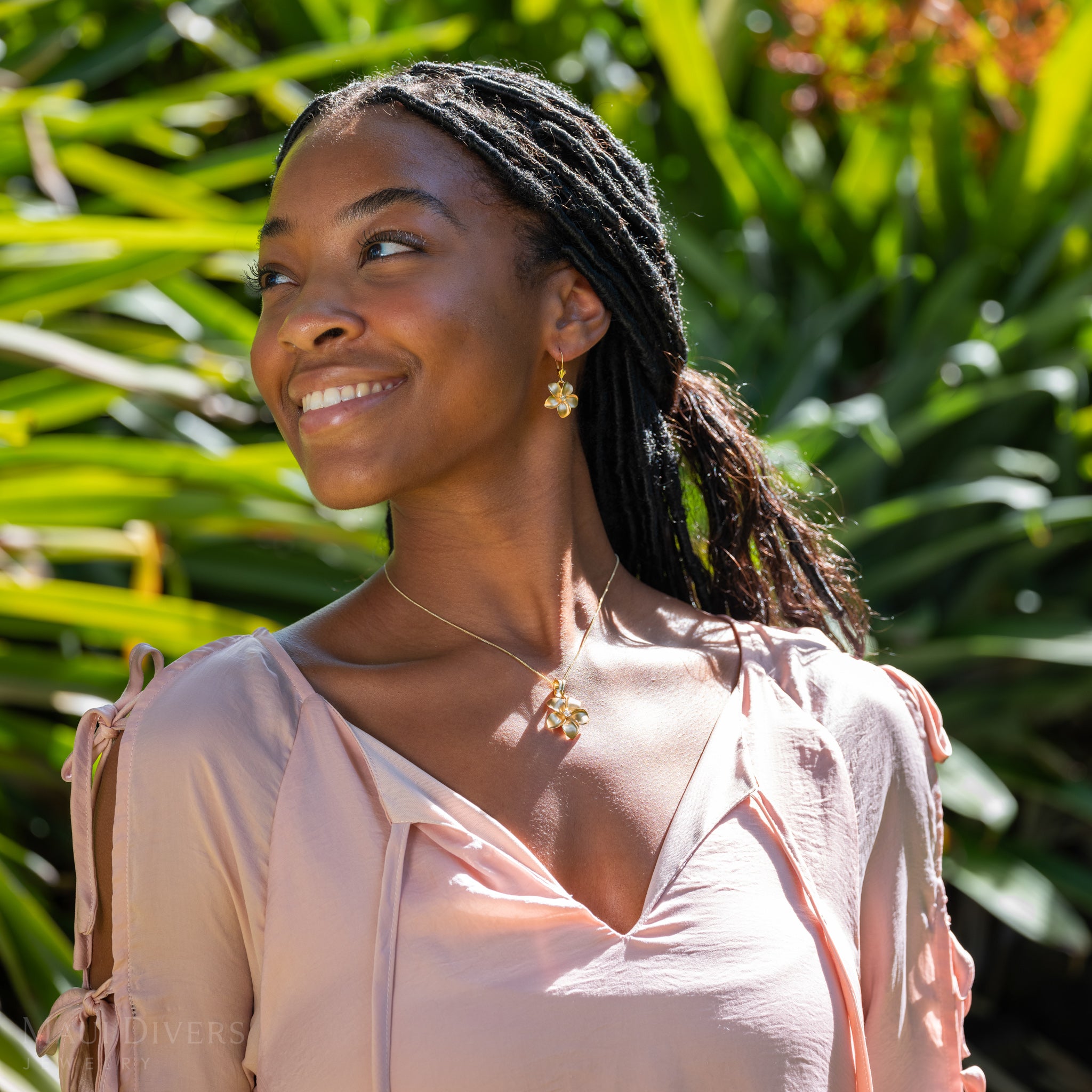 プルメリア ペンダント ダイヤモンド ゴールド - 23mm