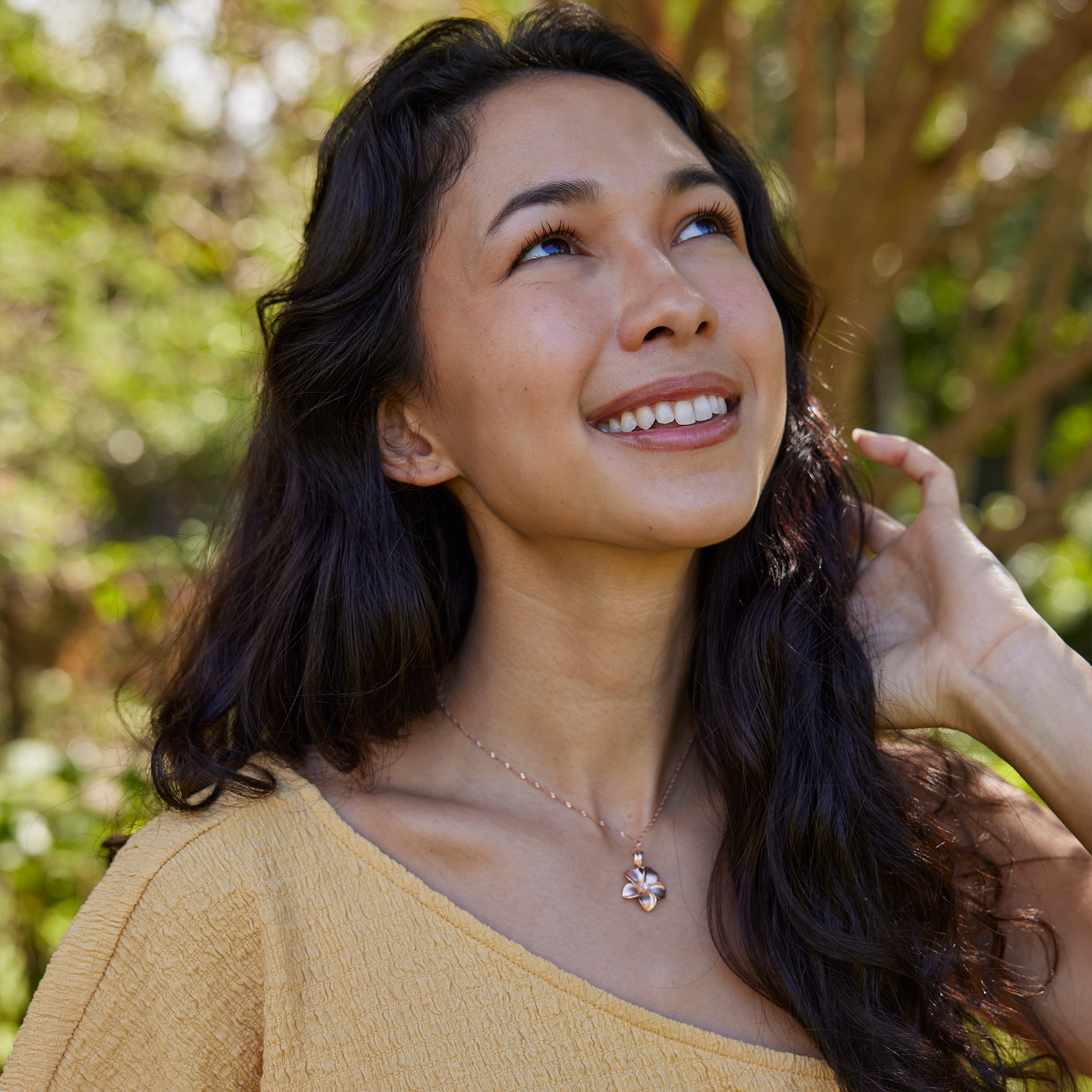 プルメリア ペンダント ダイヤモンド ローズゴールド - 18mm