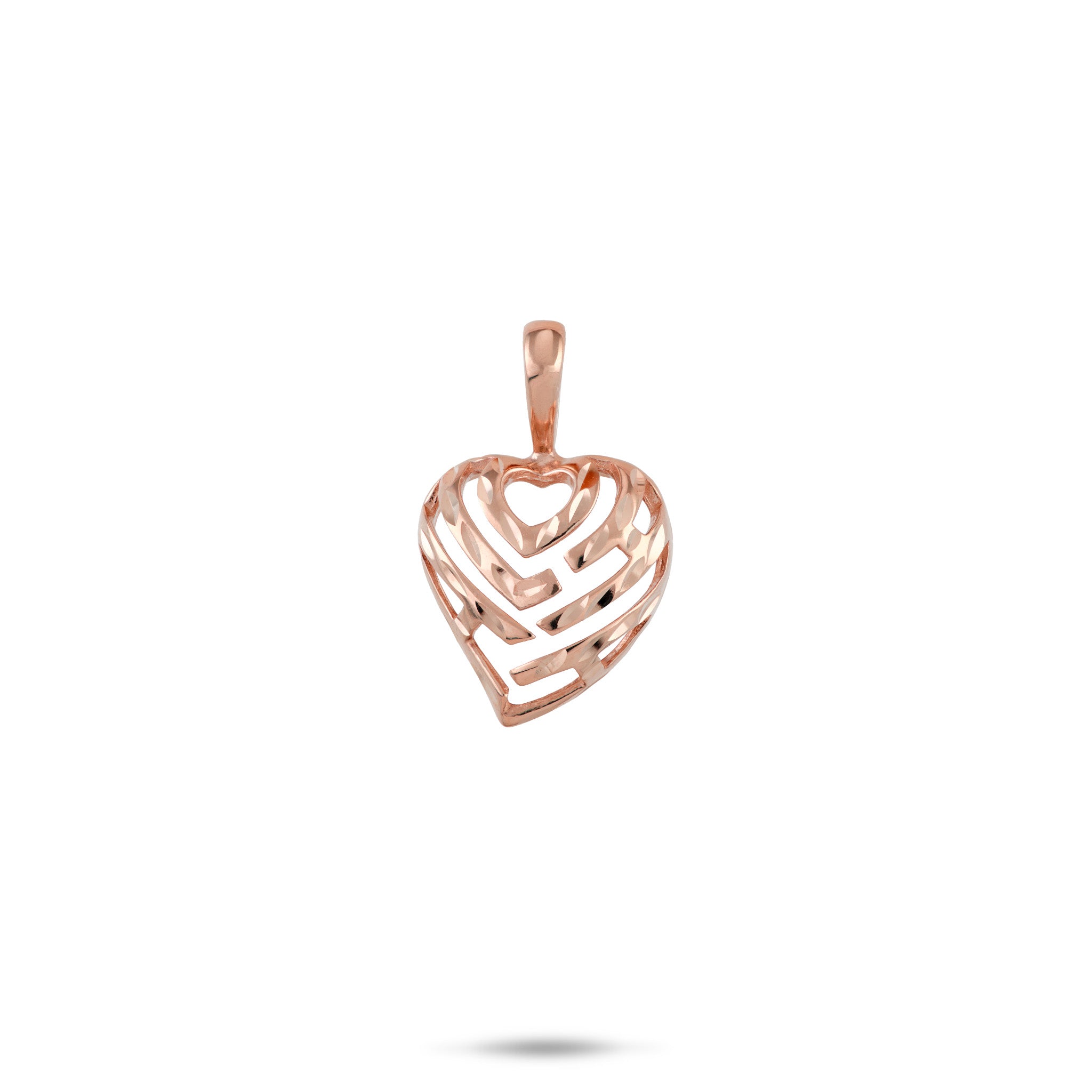 12mm Aloha Heart Pendant in 14k Rose Gold