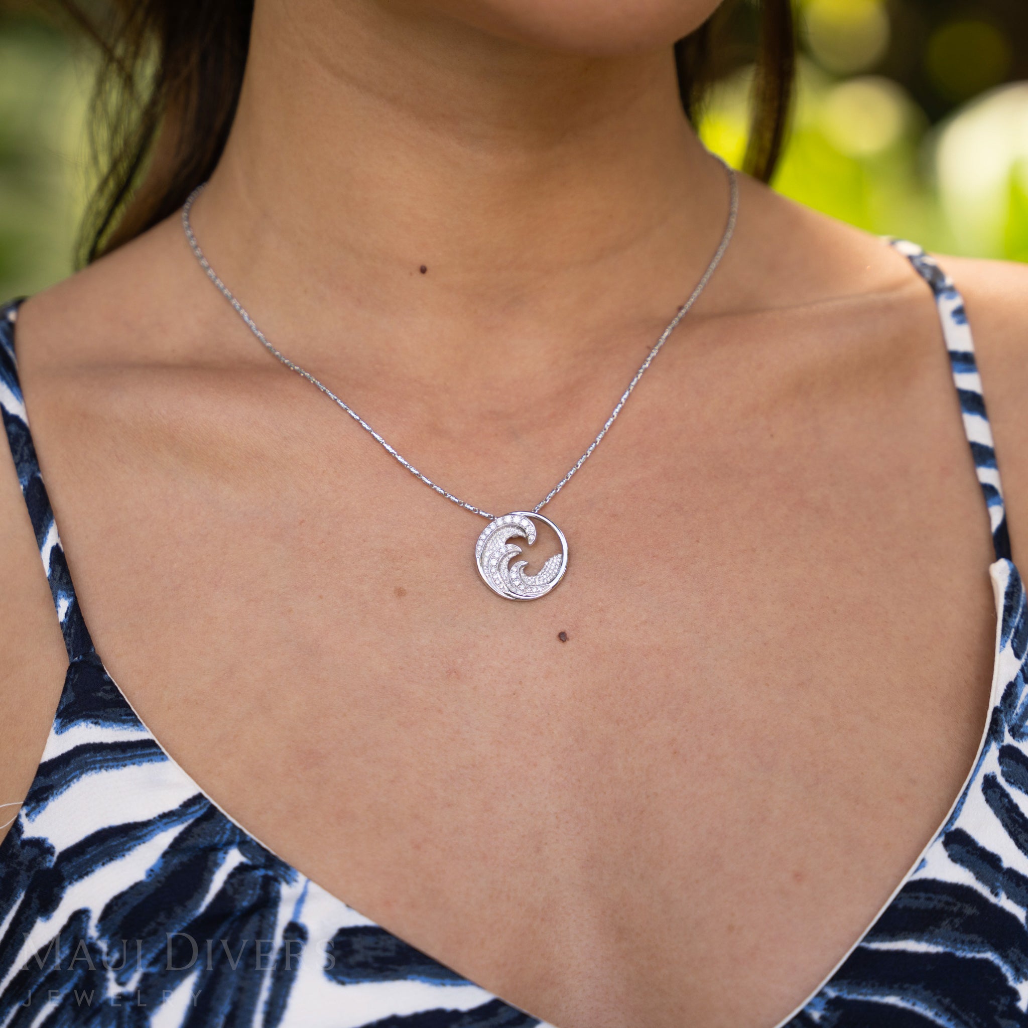 Nalu ペンダント ダイヤモンド ホワイトゴールド - 22mm