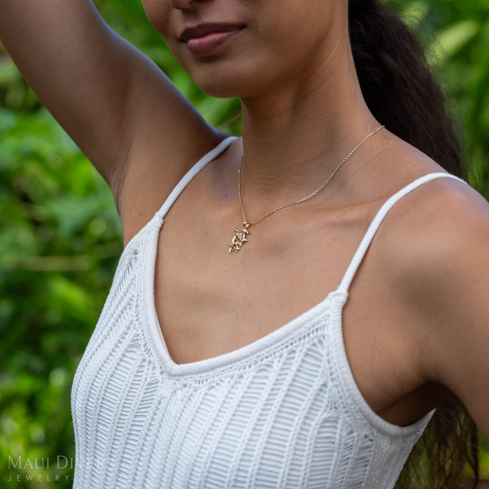 ホヌ オハナ（家族）ペンダント ゴールド - 19mm