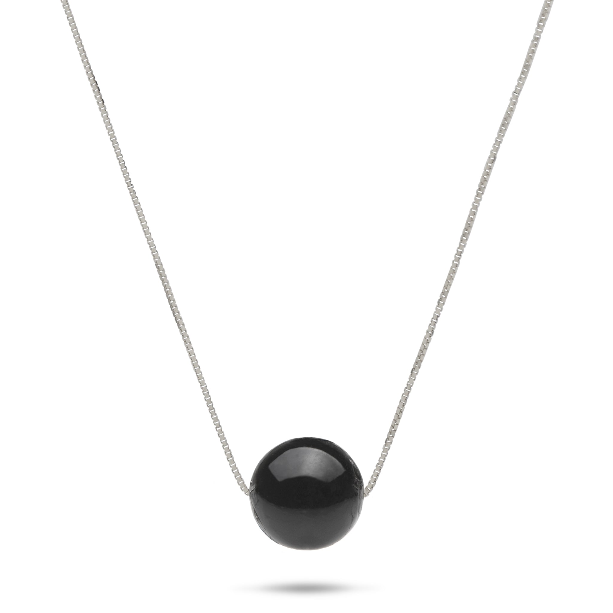 16" Hawaiian Black Coral Necklace in White Gold