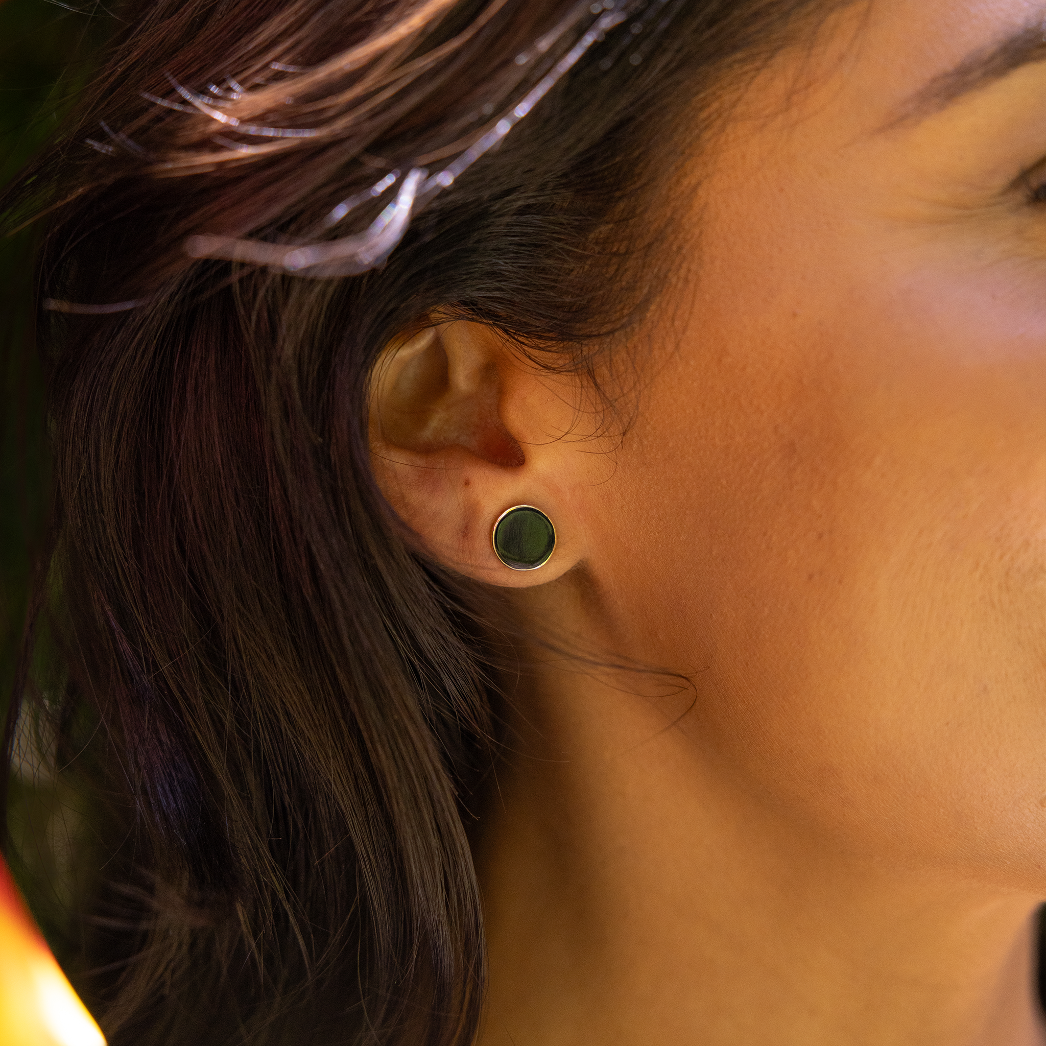 Eclipse Black Coral Earrings in Gold - 10mm