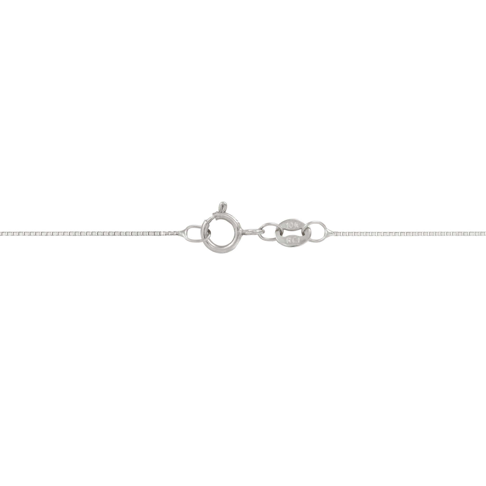 0.6mm Box Chain in 10k White Gold O-Ring Clasp