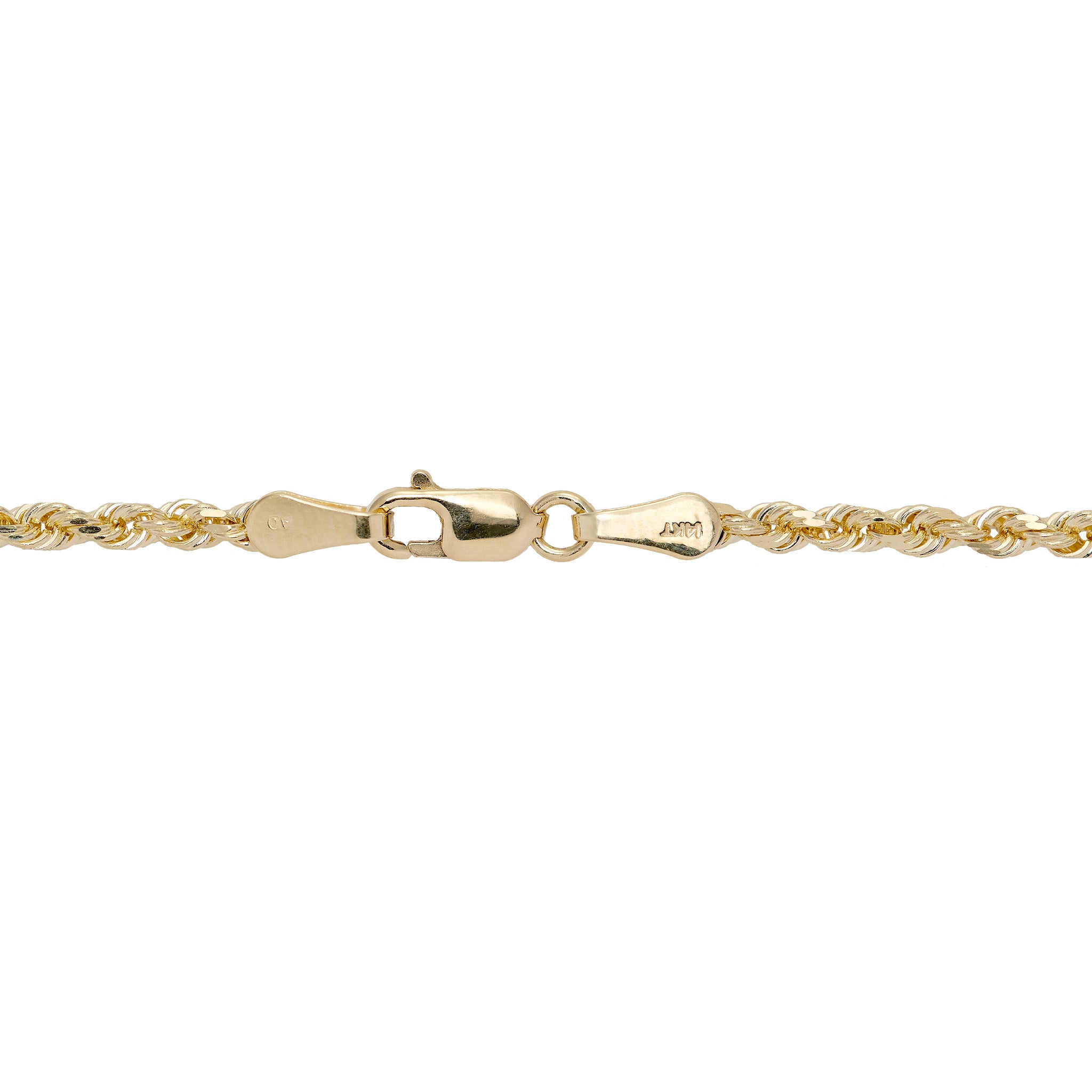 2.5mm Rope Chain in 14k Yellow Gold with Lobster Claw Clasp