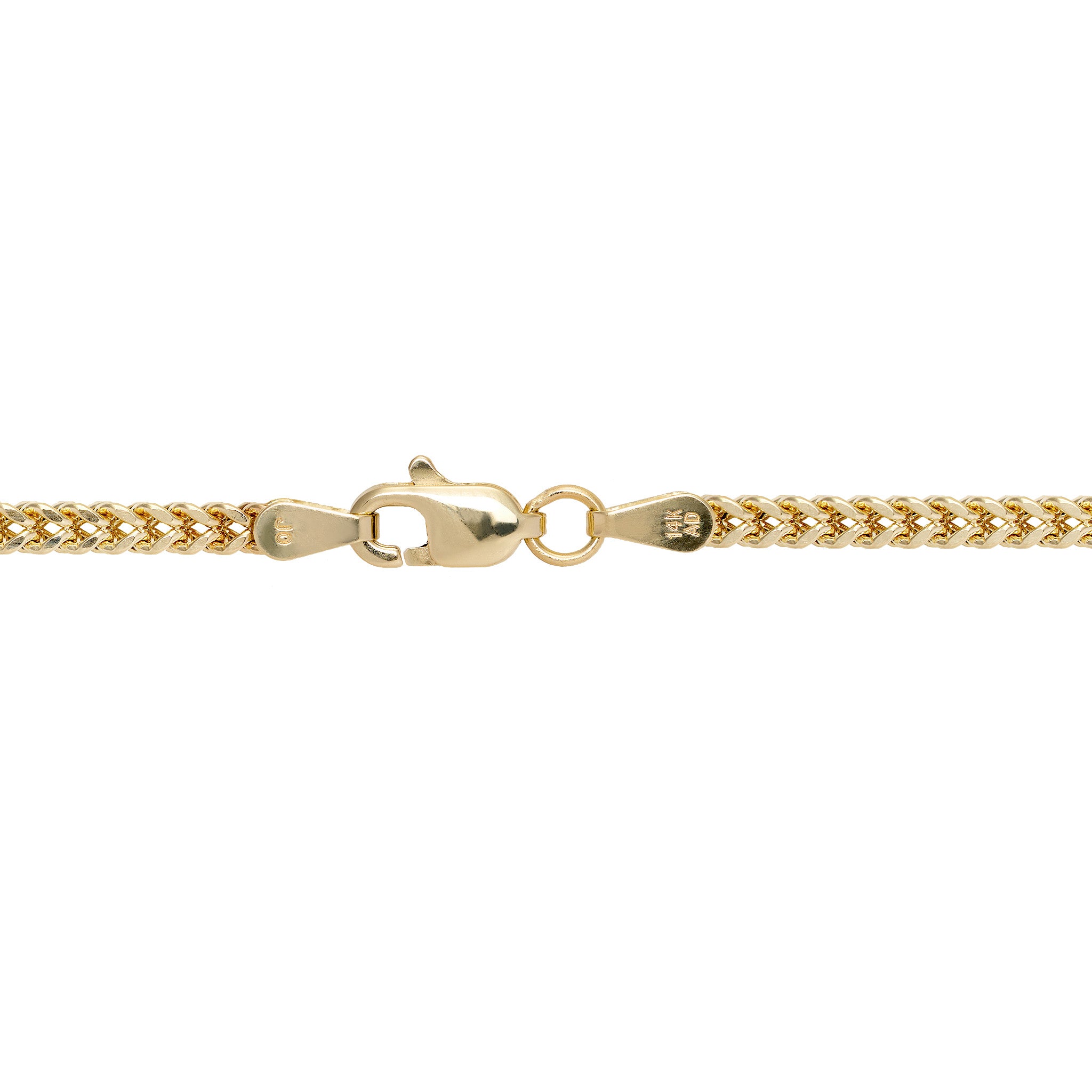 2.5mm Hollow Franco Chain in 14k Yellow Gold with Lobster Claw Clasp