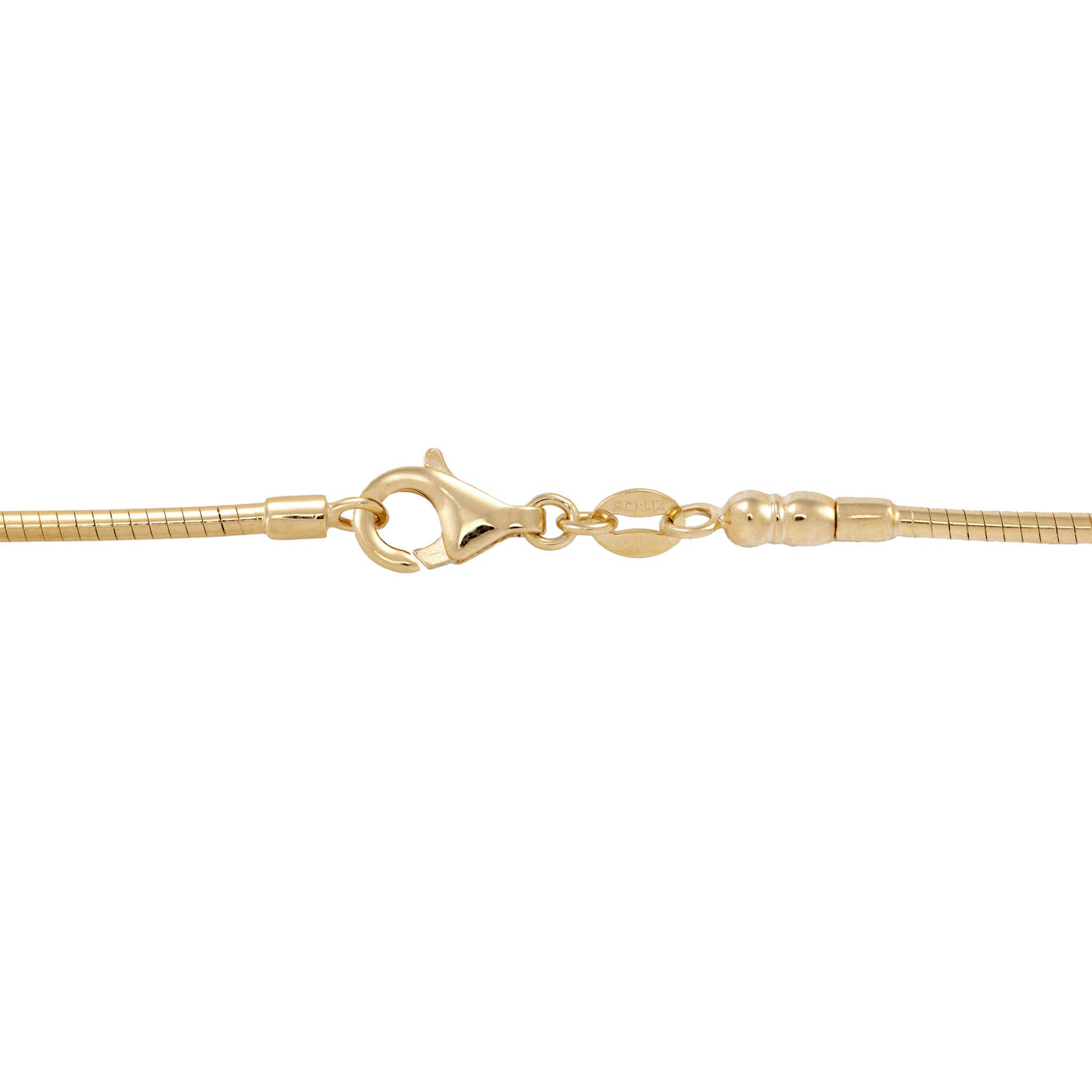 1.5mm Round Omega Chain in 14k Yellow Gold with Lobster Claw Clasp