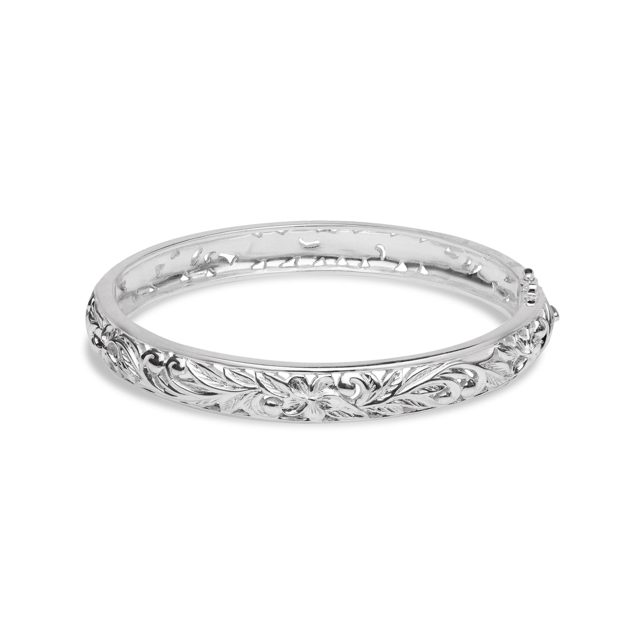 ハワイアン・エアプルメリア ヒンジブレスレット スターリングシルバー - 8mm