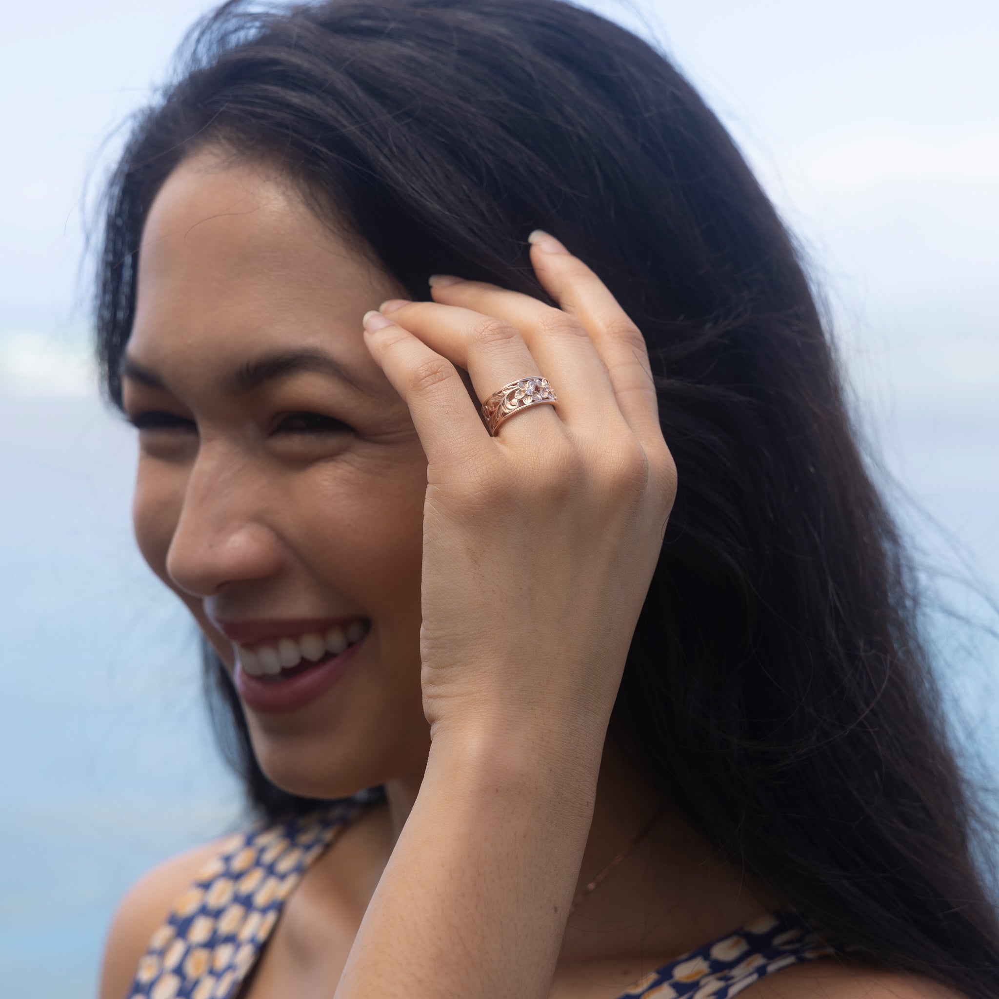 ハワイアン・エアルームプルメリア ダイヤモンド ローズゴールド - 8mm