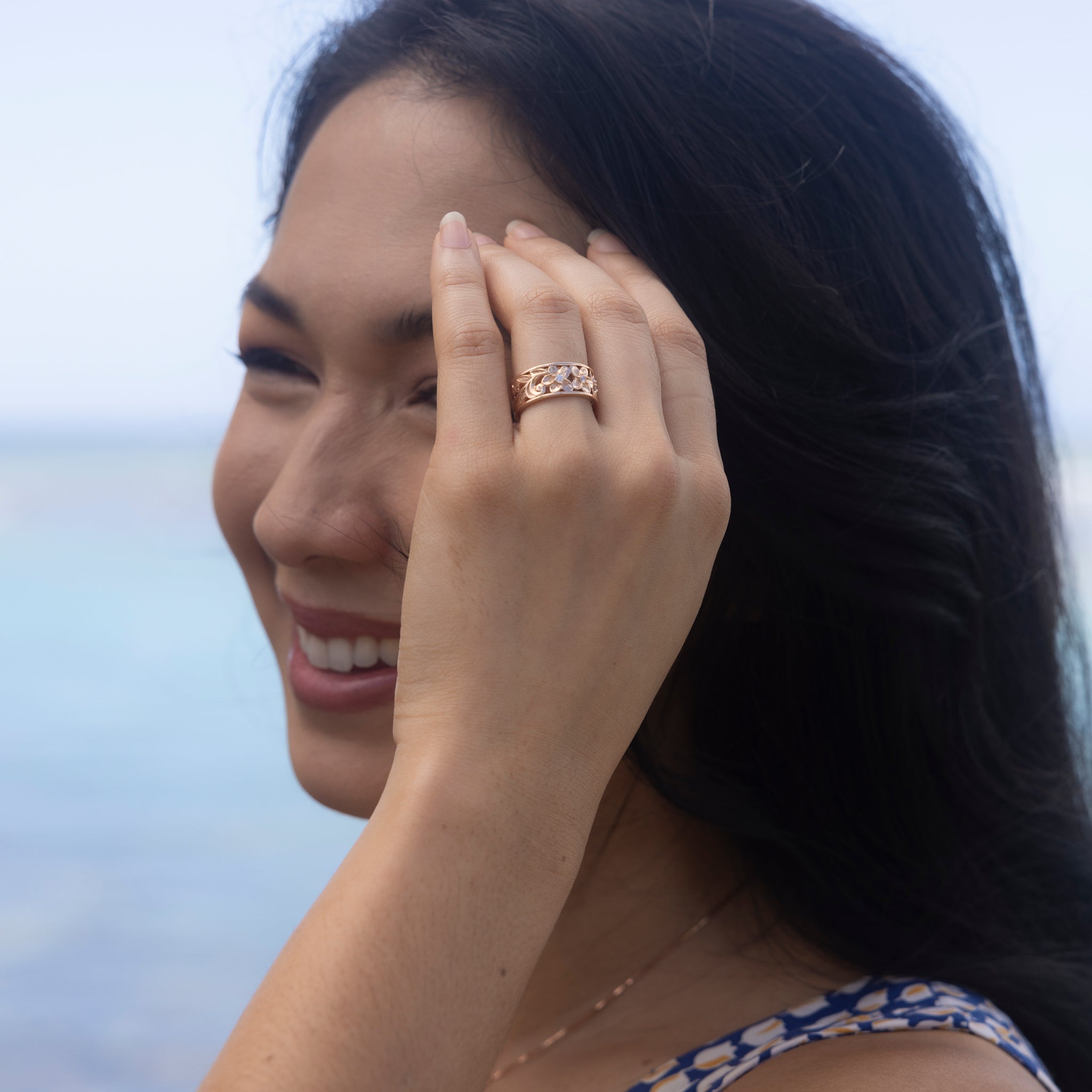 ハワイアン・エアルームプルメリア ダイヤモンド ローズゴールド - 8mm