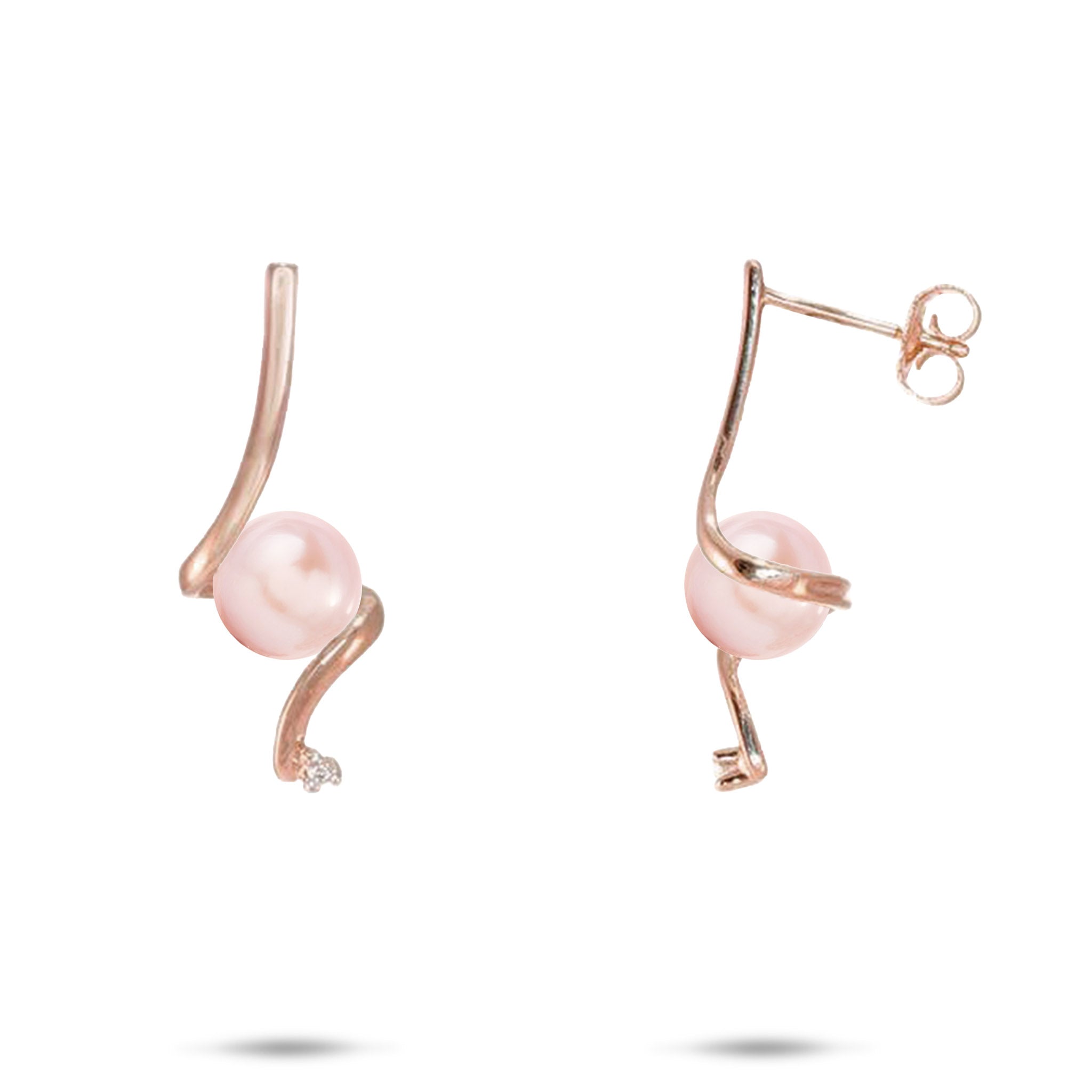 Pick A Pearl Waterfall Earrings in Rose Gold with Diamonds - 25mm