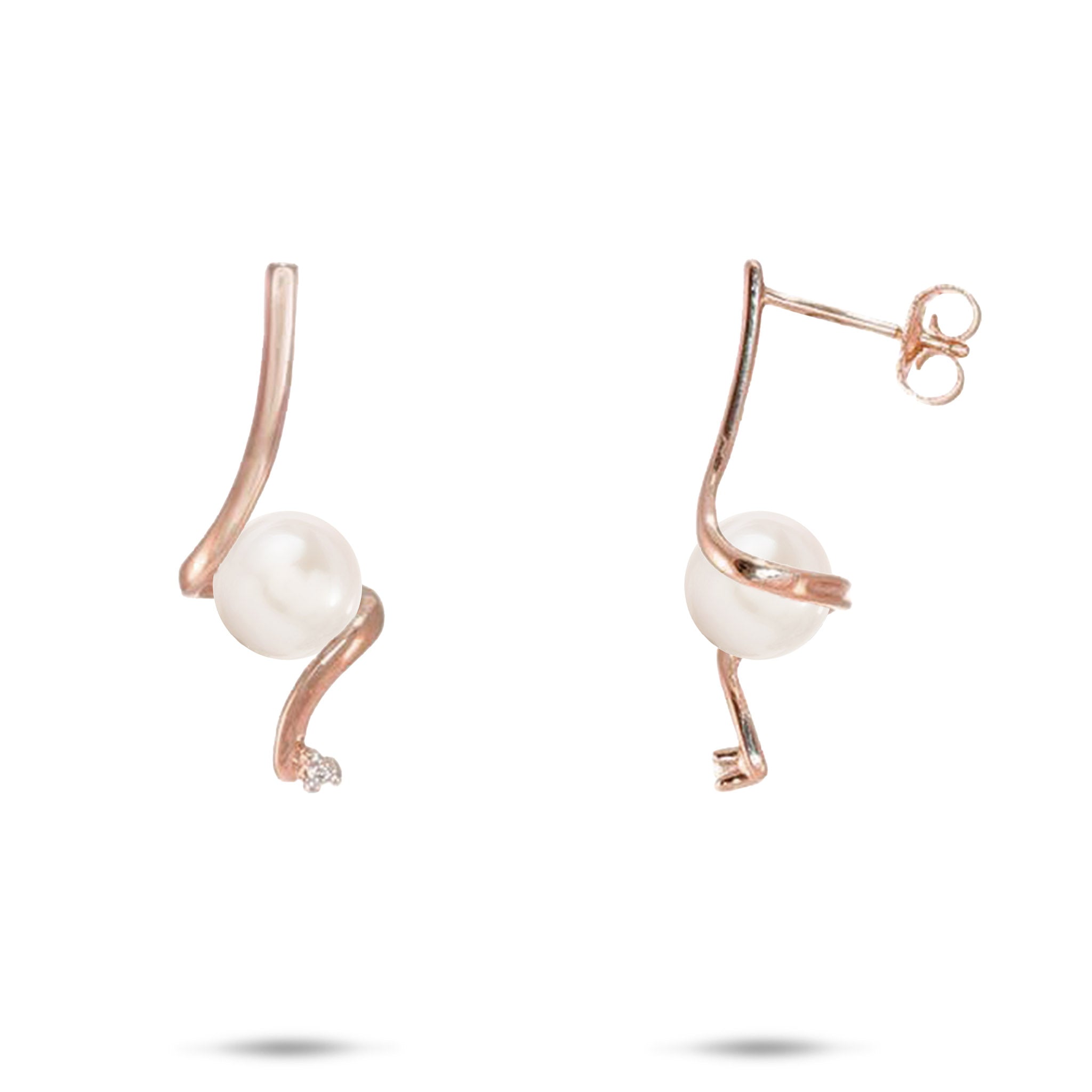 Pick A Pearl Waterfall Earrings in Rose Gold with Diamonds - 25mm