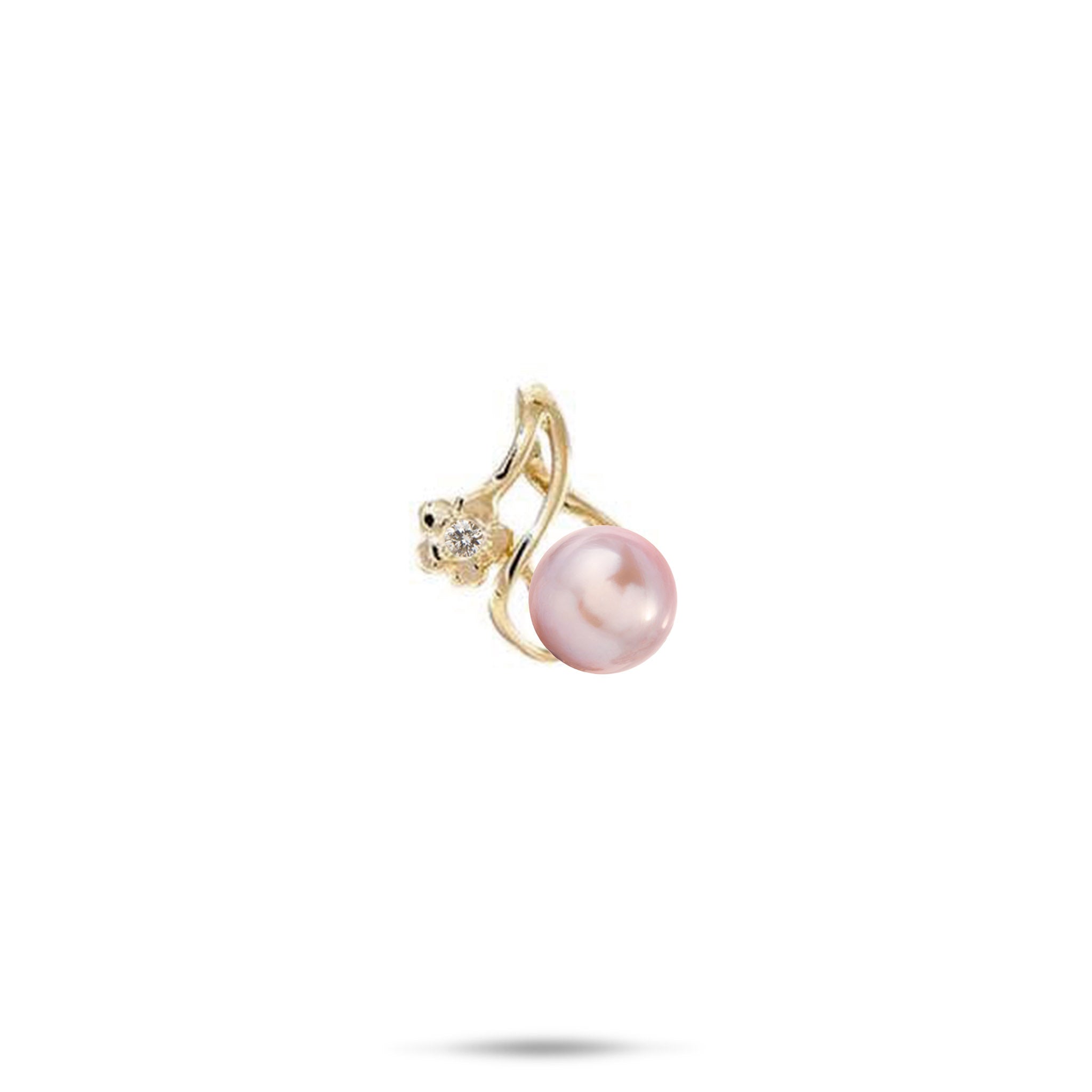 Pick A Pearl Plumeria Pendant in Gold with Diamond - 13mm