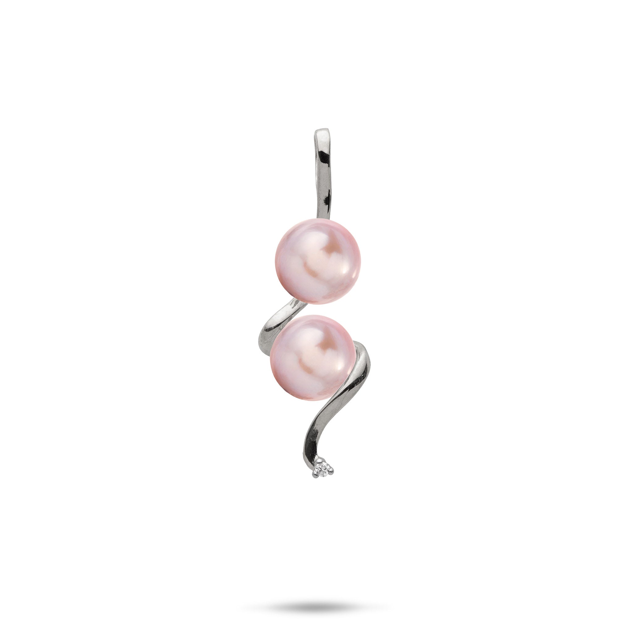 Pick A Pearl Waterfall Pendant in White Gold with Diamond - 32mm
