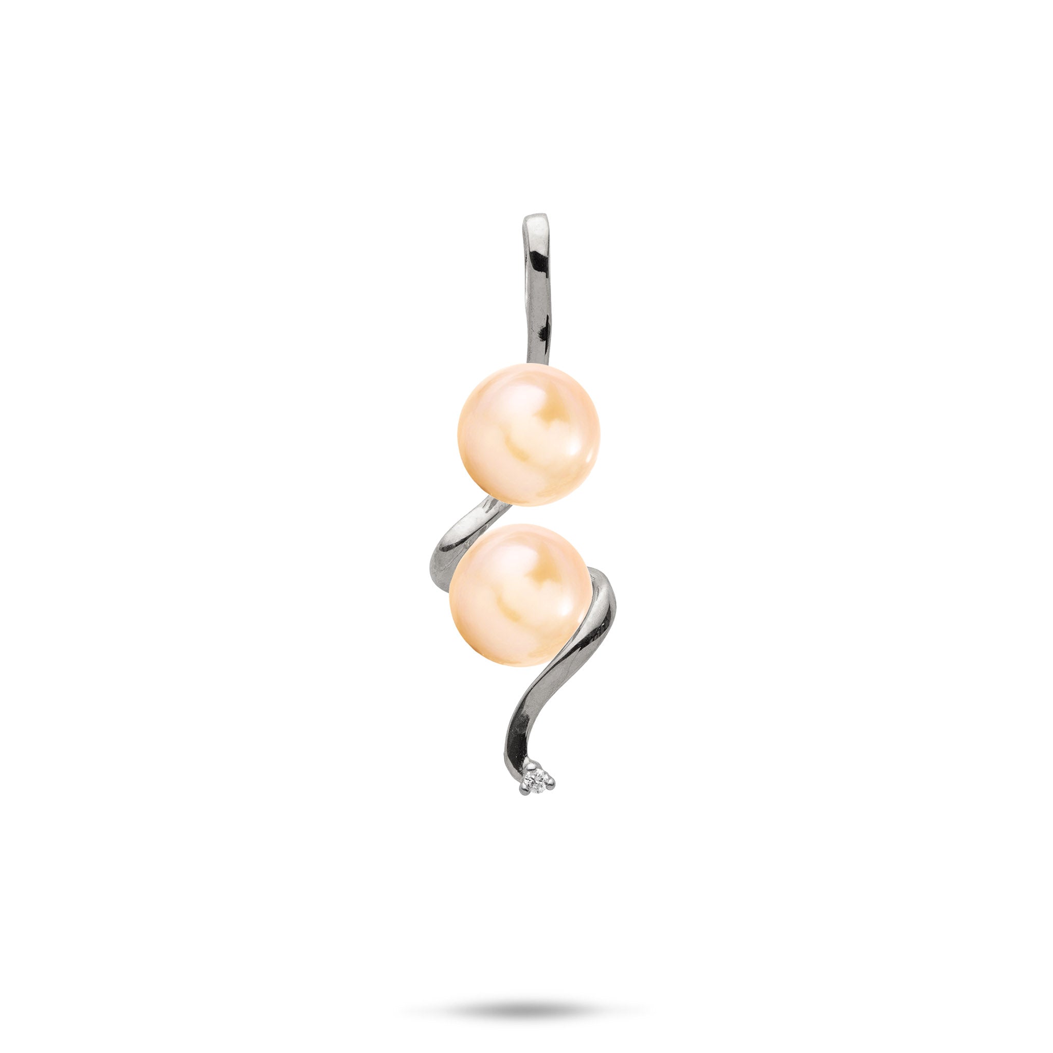 Pick A Pearl Waterfall Pendant in White Gold with Diamond - 32mm