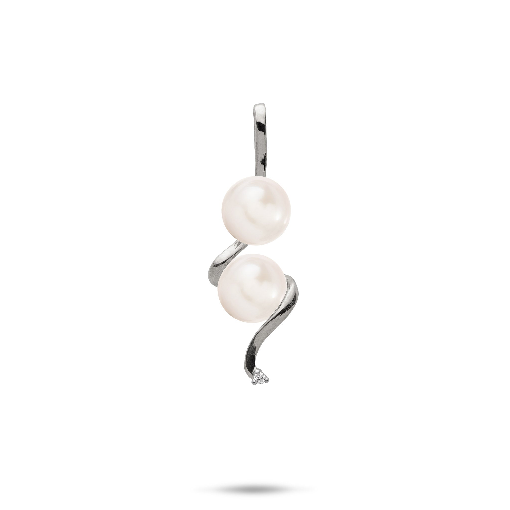 Pick A Pearl Waterfall Pendant in White Gold with Diamond - 32mm
