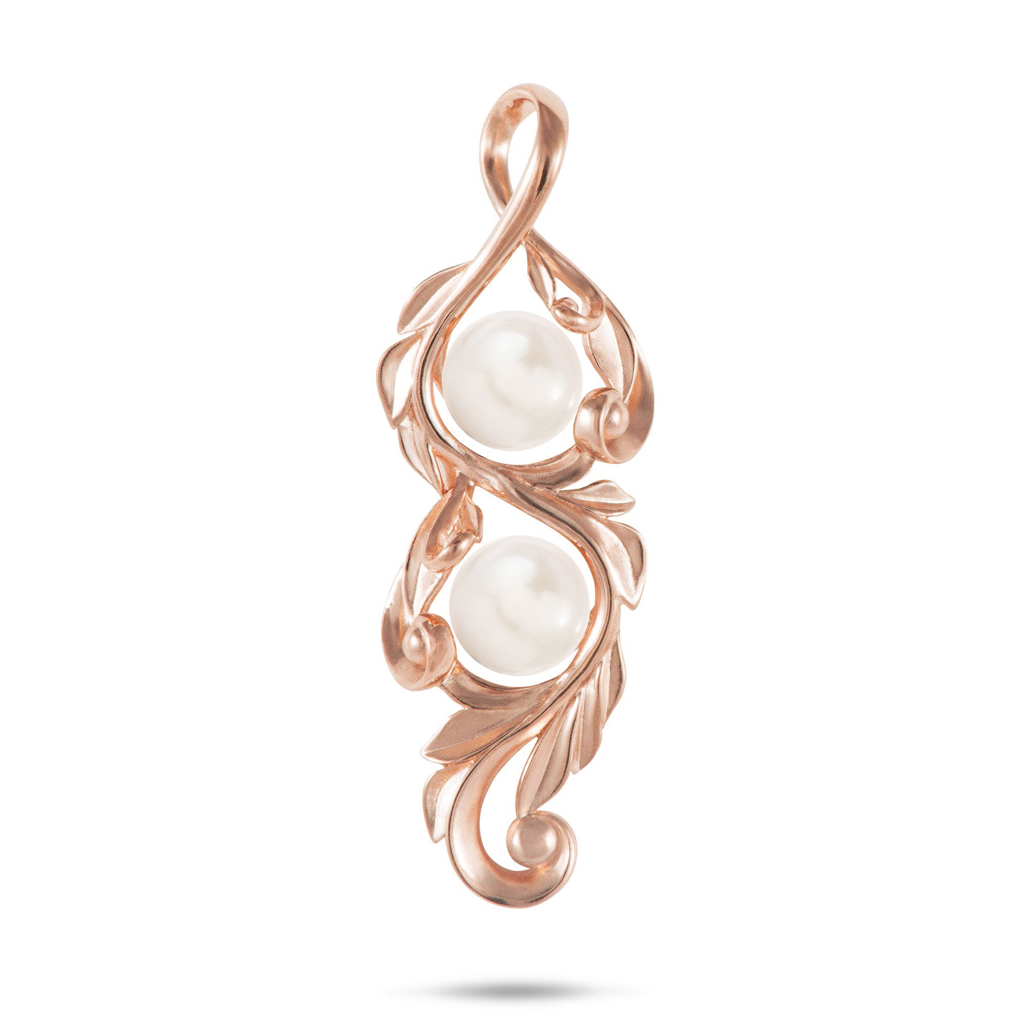 Pick A Pearl Maile Scroll Pendant in Rose Gold - 41mm
