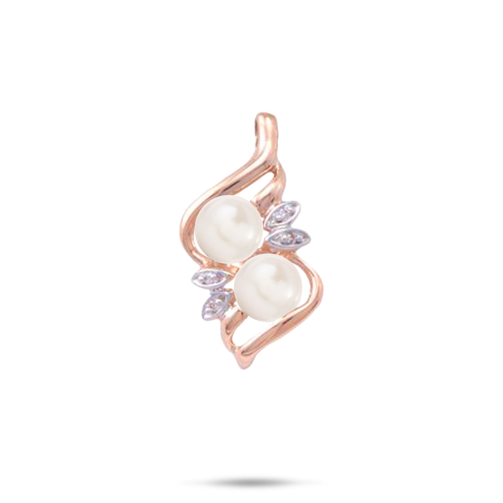Pick A Pearl Maile Pendant in Rose Gold with Diamonds - 27mm