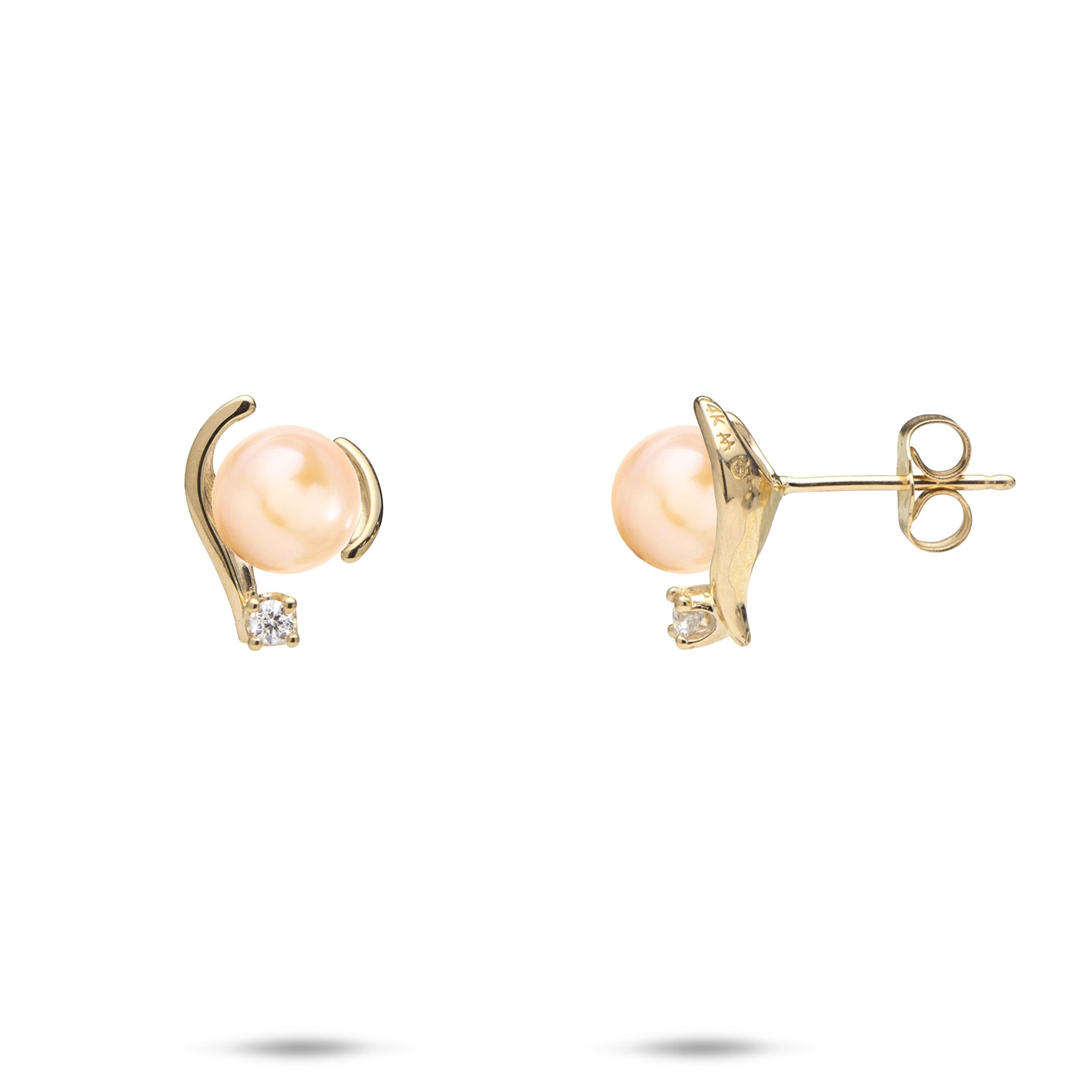 Pick A Pearl Earrings in Gold with Diamonds - 12mm