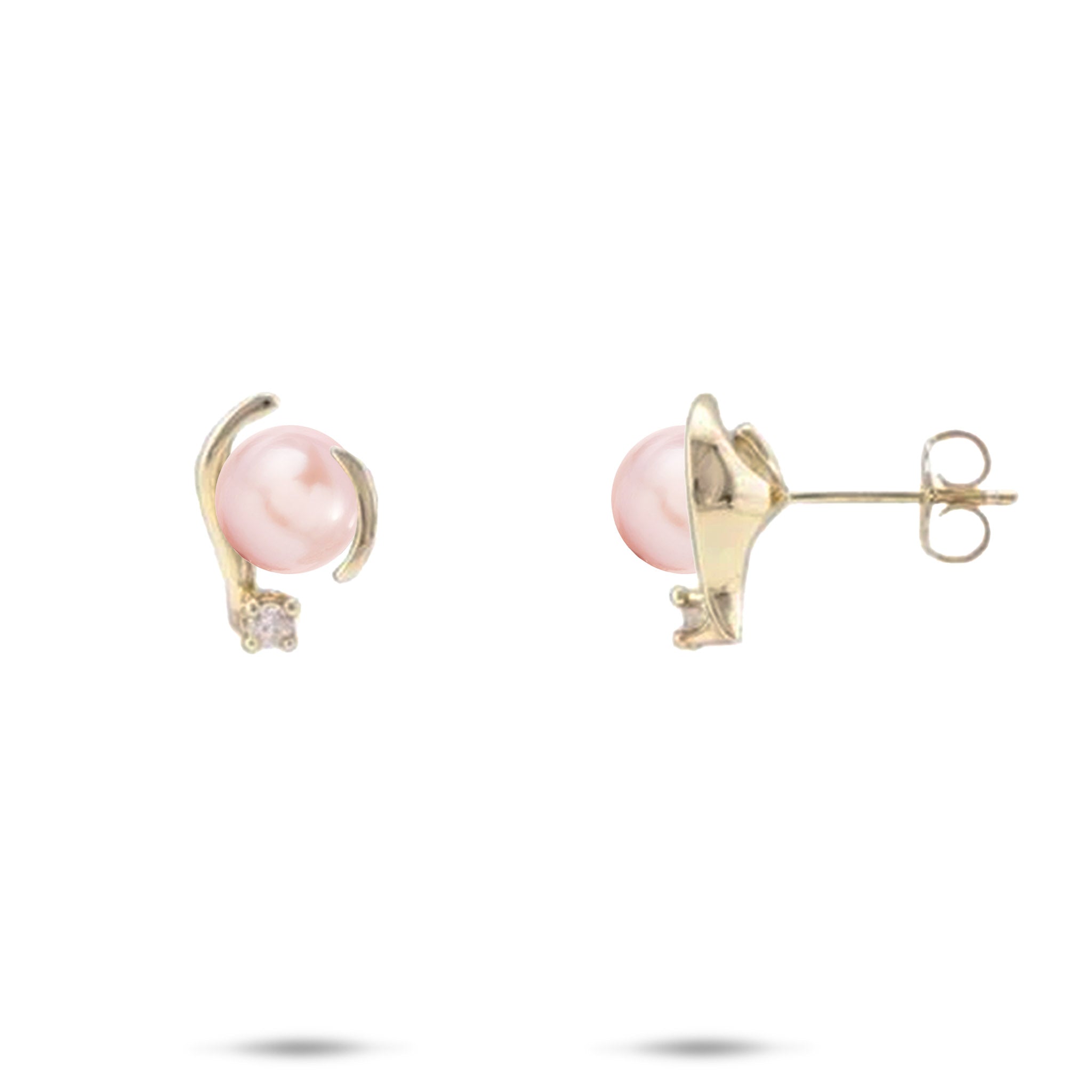 Pick A Pearl Earrings in Gold with Diamonds - 12mm