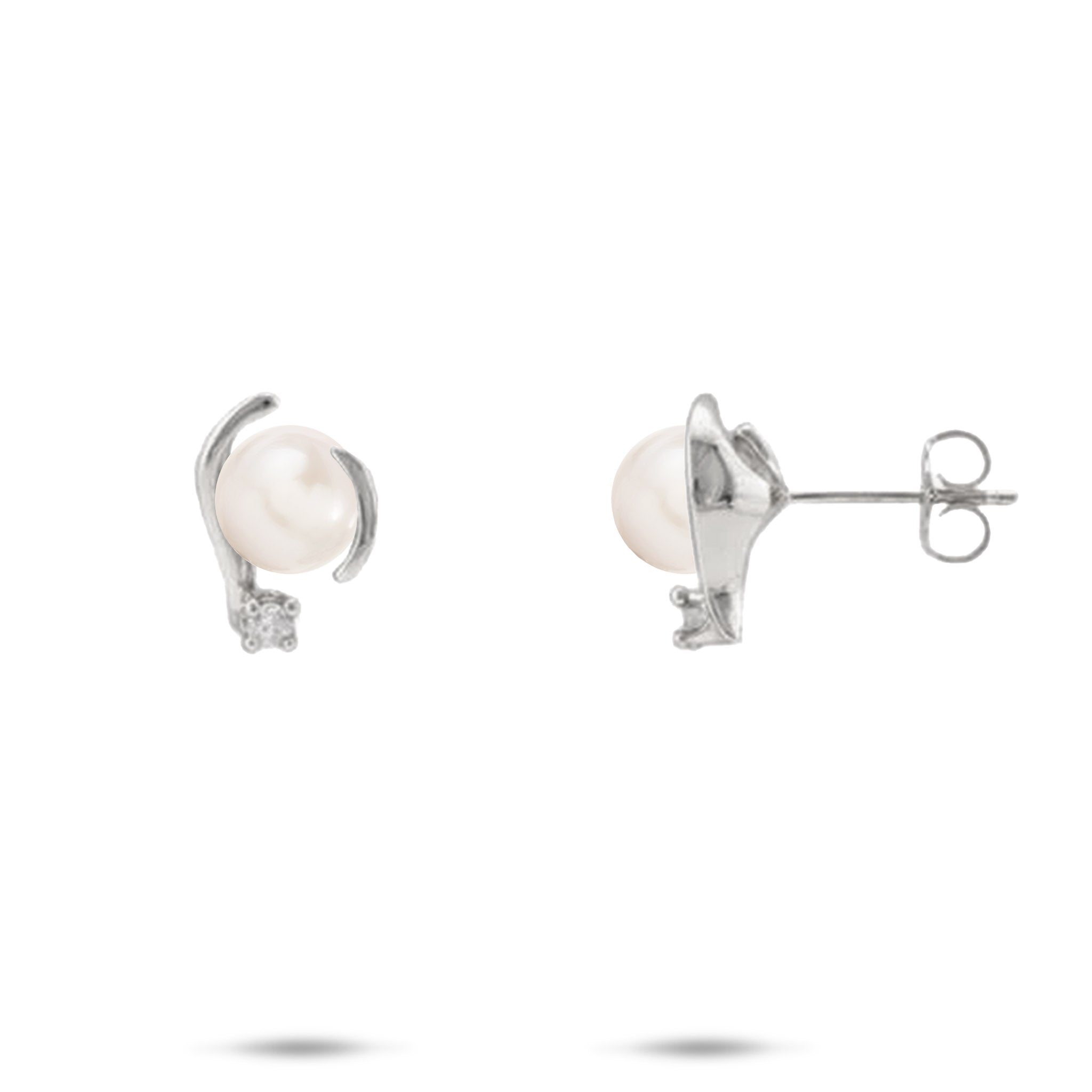 Pick A Pearl Earrings in White Gold with Diamonds - 12mm