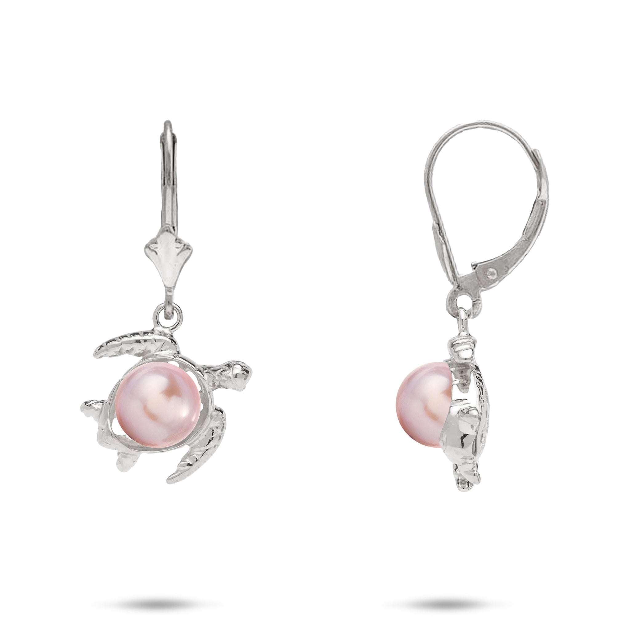 Pick A Pearl Honu Earrings in White Gold - 13mm