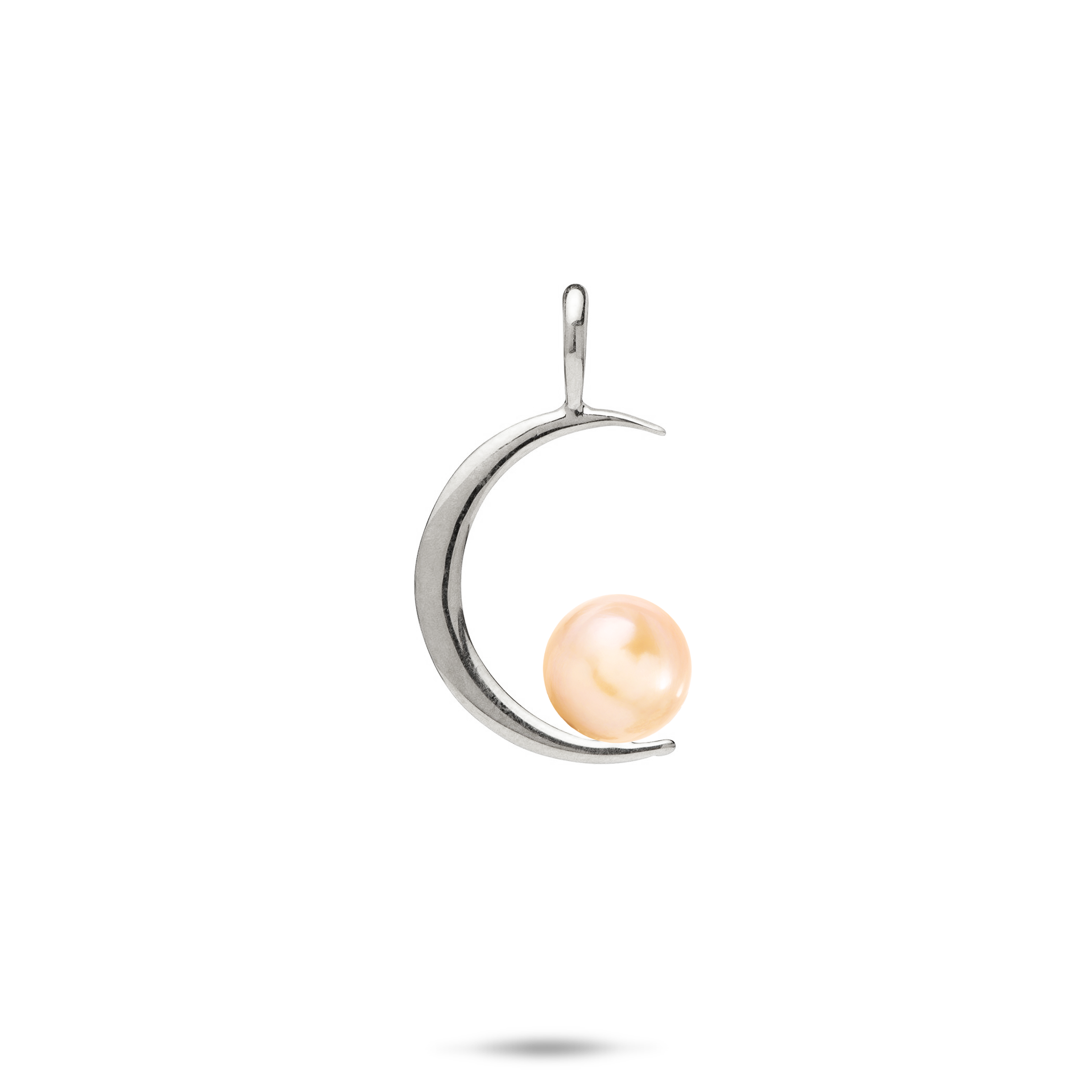 Pick A Pearl Crescent Moon Pendant in White Gold - 16mm