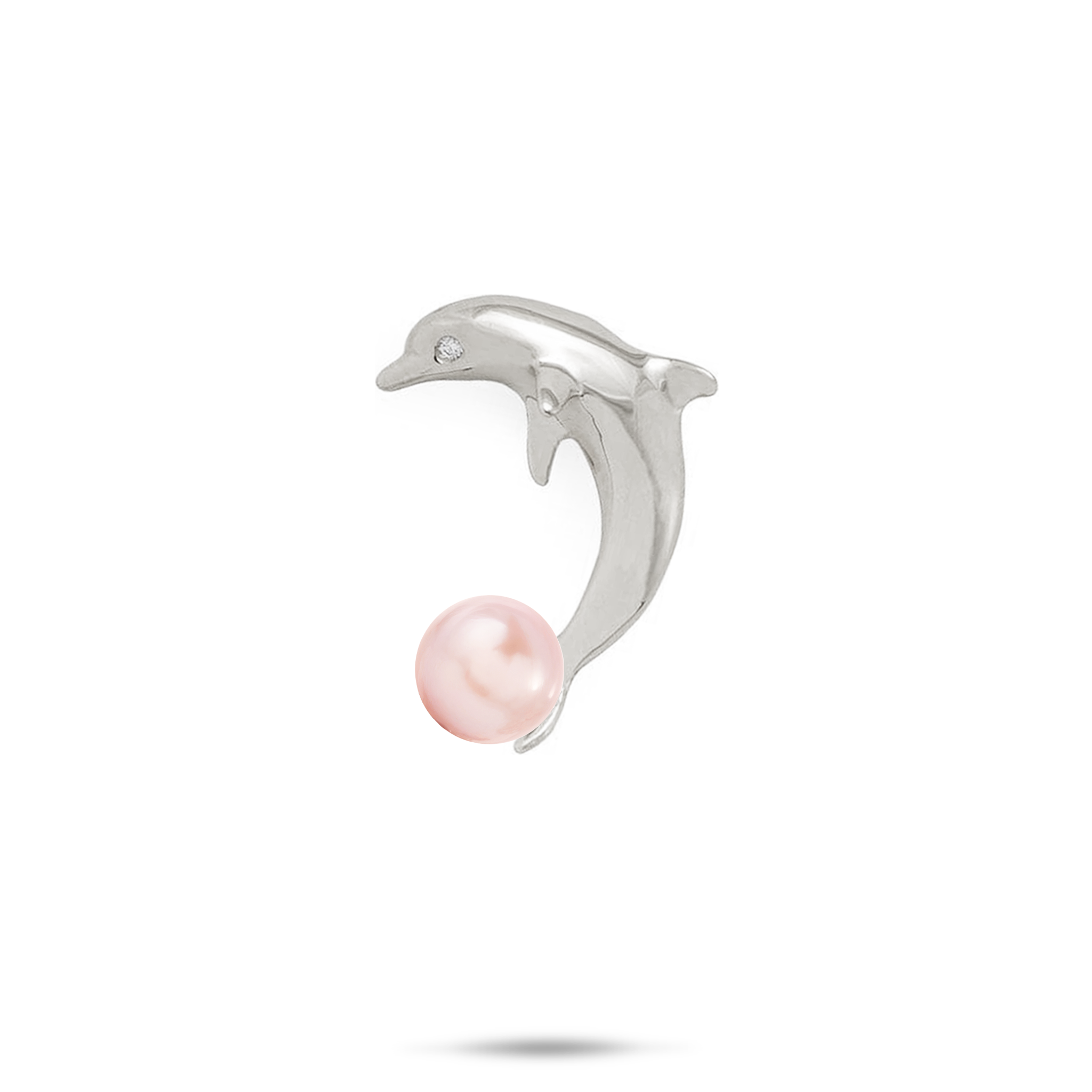 Pick A Pearl Dolphin Pendant in White Gold with Diamond - 22mm
