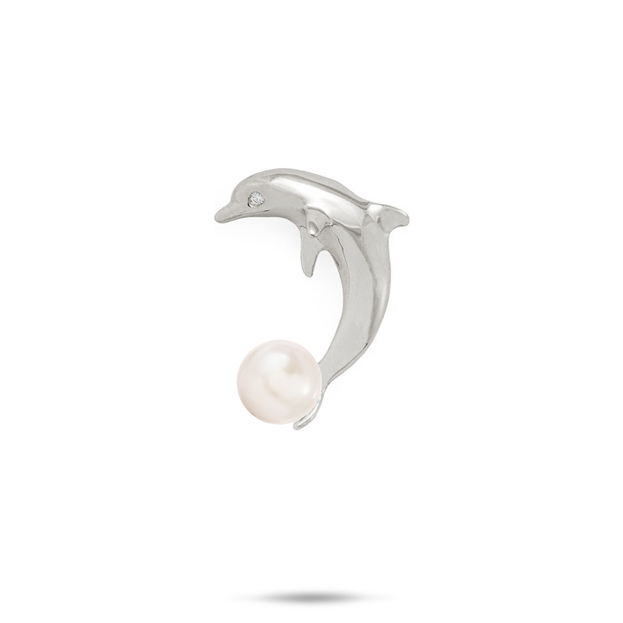 Pick A Pearl Dolphin Pendant in White Gold with Diamond - 22mm