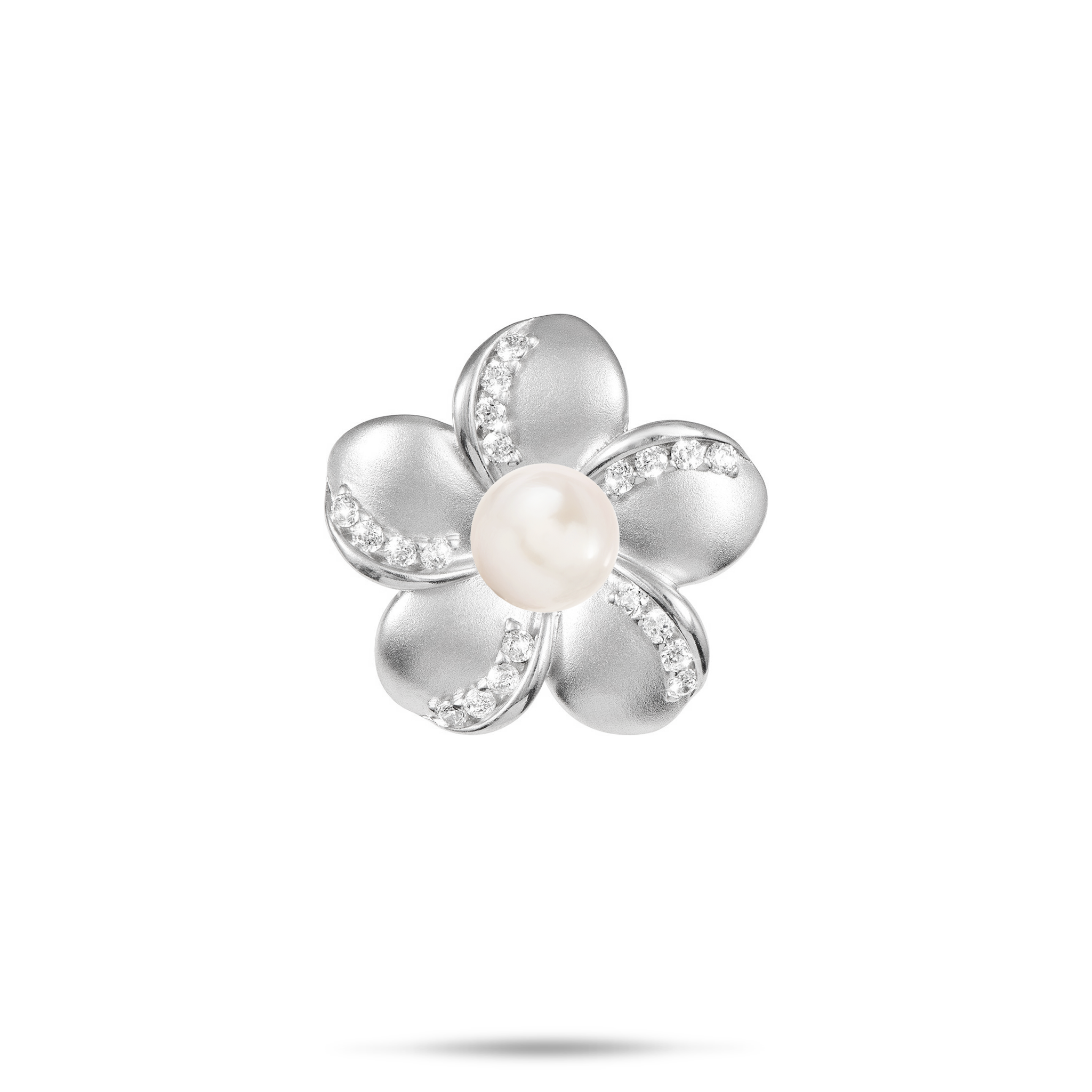 キュービックジルコニアとスターリングシルバーのPick Aプルメリア ペンダント - 20mm