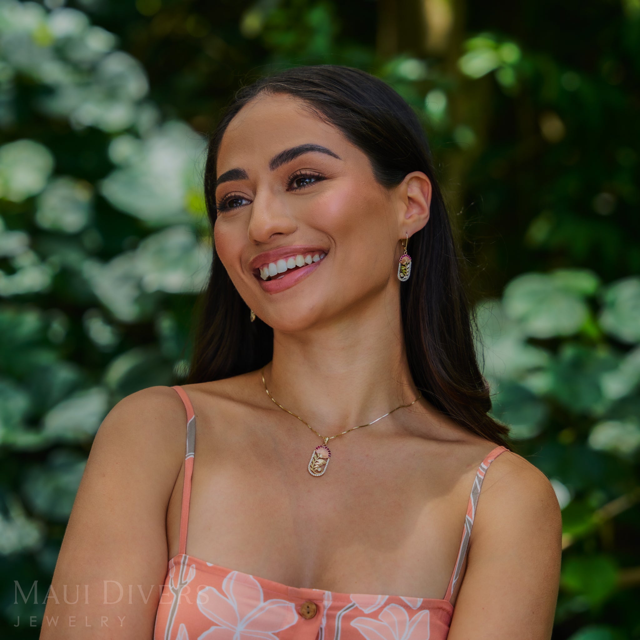 ʻŌhiʻa Lehua ルビー・ペンダント ダイヤモンド・ツートーンゴールド - 27.5mm